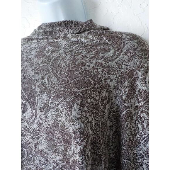 Time and Tru Brown Cream Paisley Wrap Scarf with Tassels 75x27" Soft Rayon Blend - Picture 2 of 8